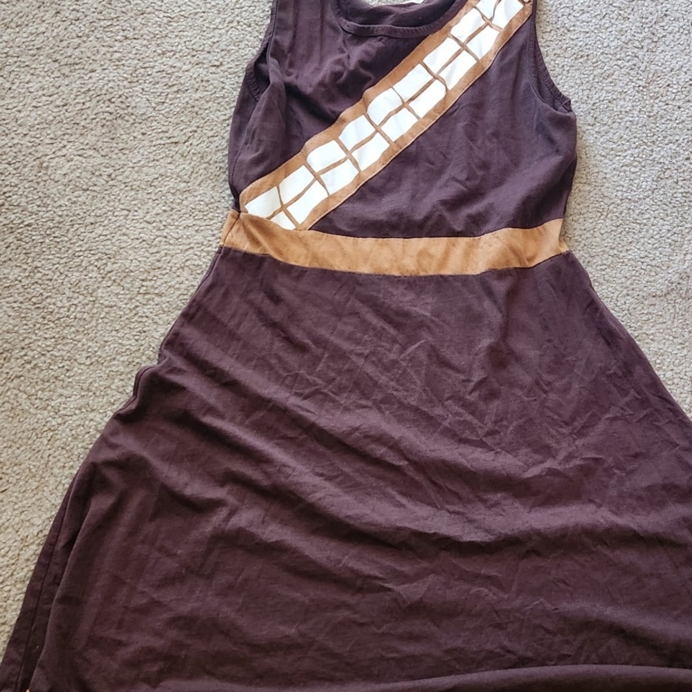 Brown Sleeveless Dress with Geometric Pattern Disney bound